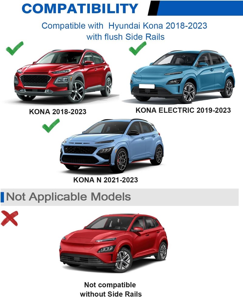 wonderdriver Roof Rack Cross Bars 220lbs Compatible with 2018-2023 Hyundai Kona & Kona N & Kona Electric with Flush Side Rails,Heavy Duty Aluminum Lockable Roof Rails Crossbars Black Rooftop Luggage - Image 2